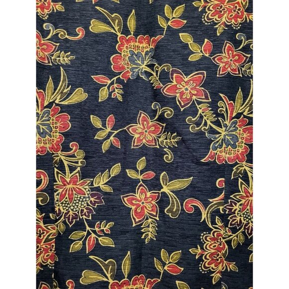 Nomadic Traders Silk Linen Blend Button Up Top Black Red Gold Floral Sz XL - Picture 5 of 6